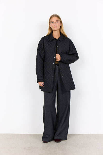 Soyaconcept 'Fenya' Quilted Coat with Collar - Black