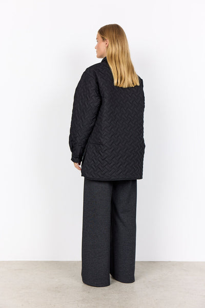Soyaconcept 'Fenya' Quilted Coat with Collar - Black