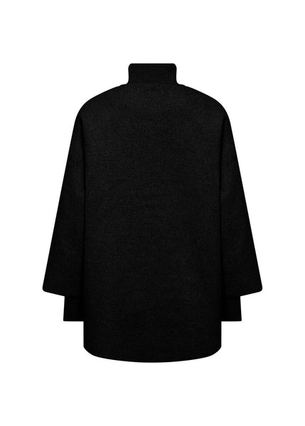 Soyaconcept 'Asta' Wool Blend High Neck Coat - Black