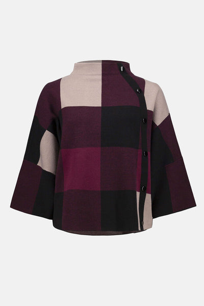 Joseph Ribkoff 243948 Plaid Jacquard Sweater - Merlot
