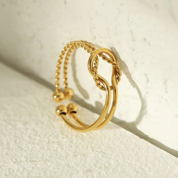 Hackney Nine 'Lascina' Double Stacked Knotted Ring