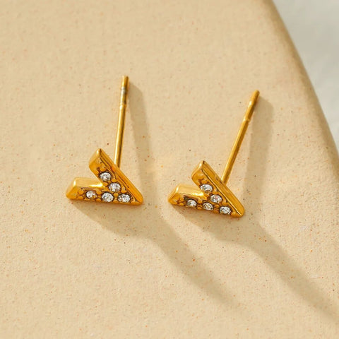 Hackney Nine 'Alivalda; 'V' Shaped CZ Mini Stud Earrings