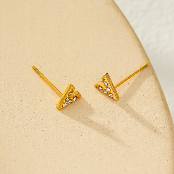 Hackney Nine 'Alivalda; 'V' Shaped CZ Mini Stud Earrings