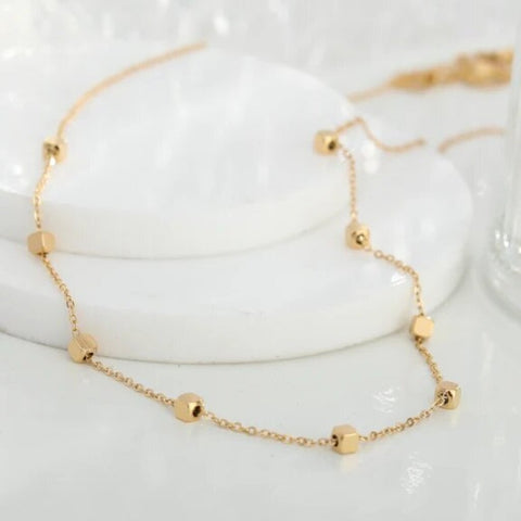 Hackney Nine 'Calla' Gold Dainty Chain Square Bead Necklace
