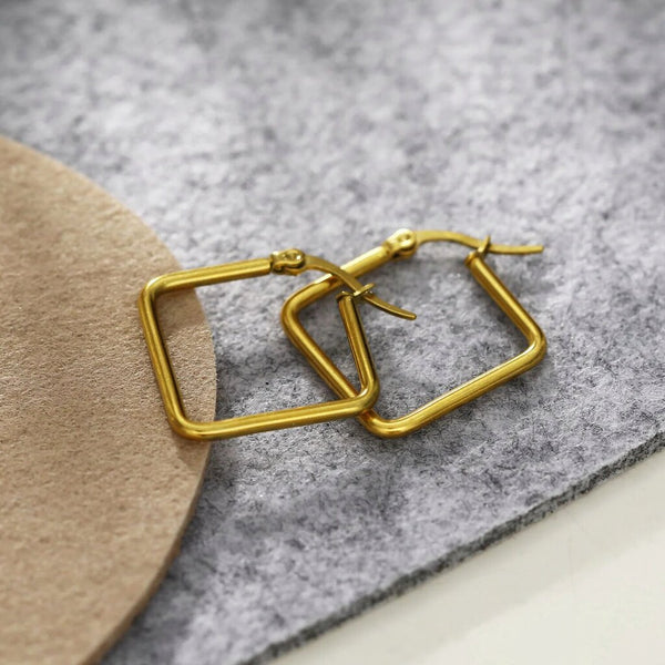 Hackney Nine 'Reilynn' Square Shaped Hoops - Gold