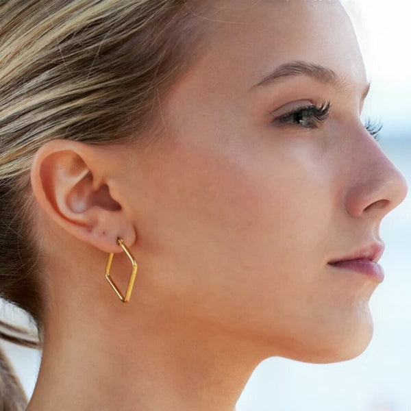 Hackney Nine 'Reilynn' Square Shaped Hoops - Gold