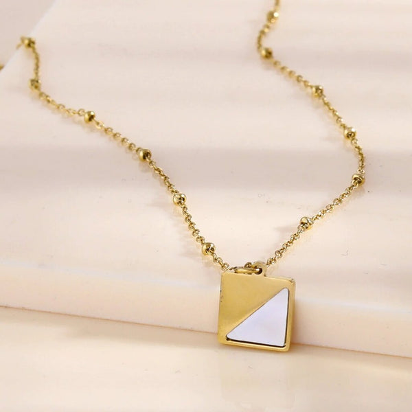 Hackney Nine 'Elu' Metal & Shell Square Pendant Necklace