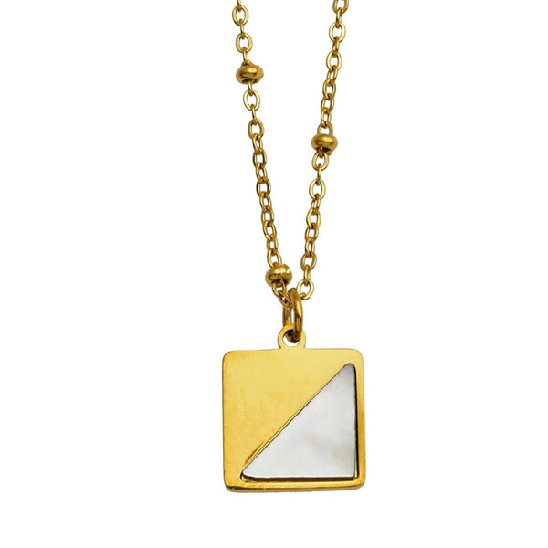 Hackney Nine 'Elu' Metal & Shell Square Pendant Necklace