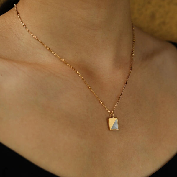 Hackney Nine 'Elu' Metal & Shell Square Pendant Necklace