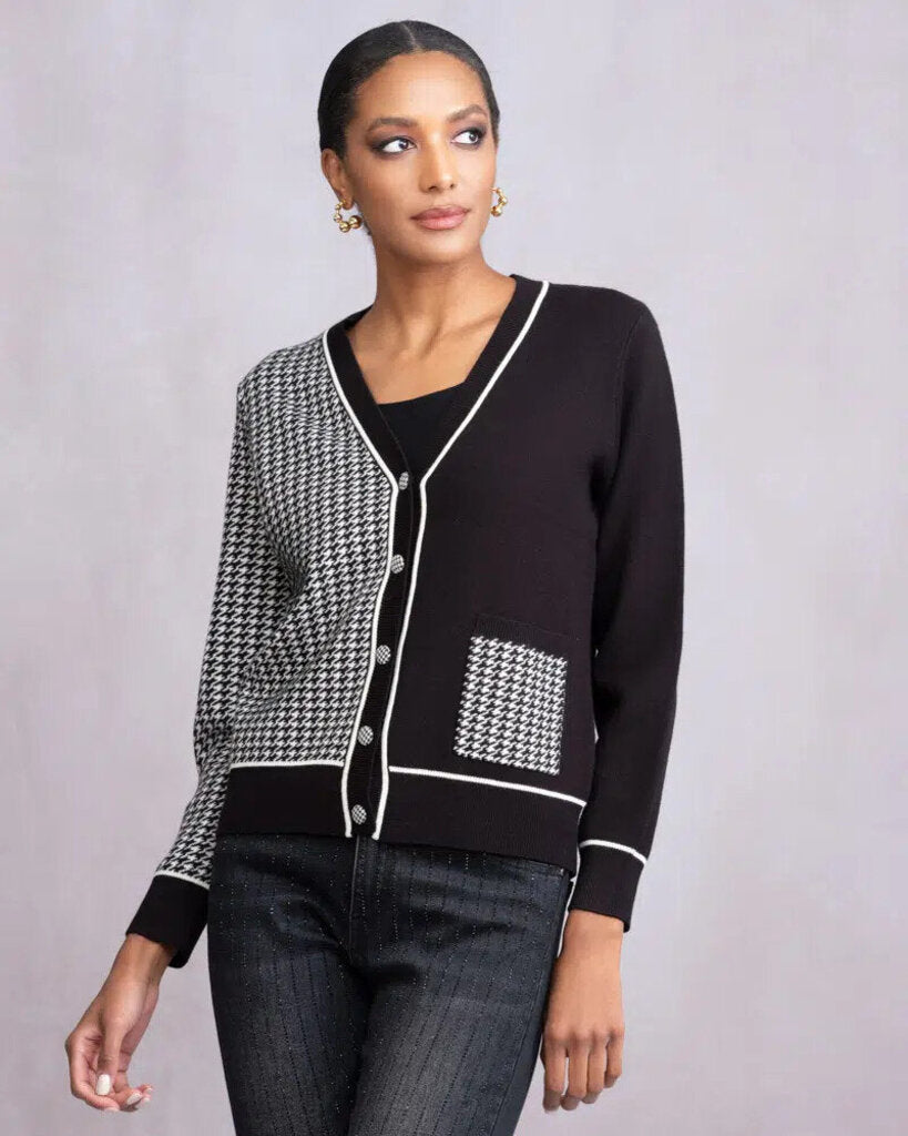 Alison Sheri Houndstooth Mix Cardigan