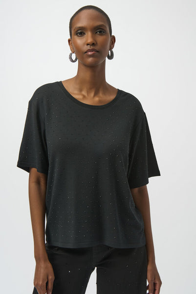 Joseph Ribkoff 254968 Scoop Neck Rhinestone Tee