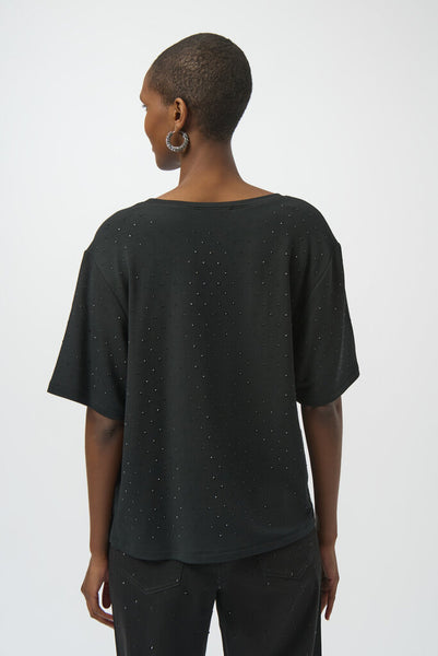 Joseph Ribkoff 254968 Scoop Neck Rhinestone Tee