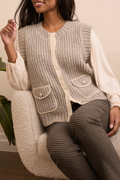 Tribal Snap Front Knit Vest