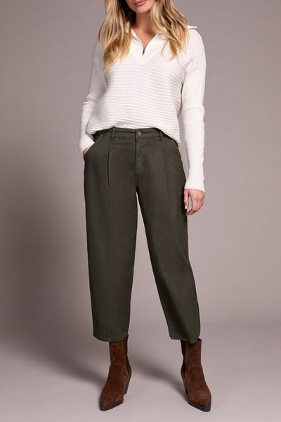 Tribal Audrey Girlfriend Cropped Barrel Jeans - Spruce