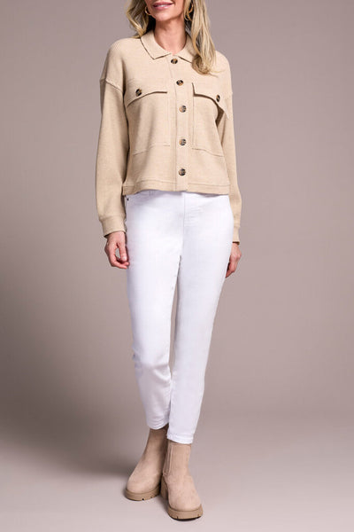 Tribal Brushed Waffle Knit Shacket - Oatmeal