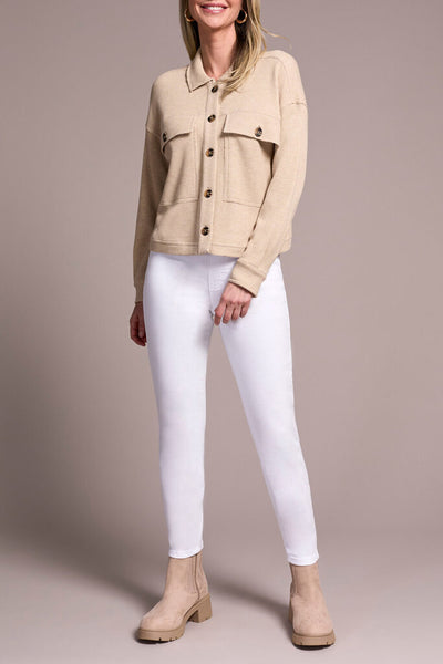 Tribal Brushed Waffle Knit Shacket - Oatmeal