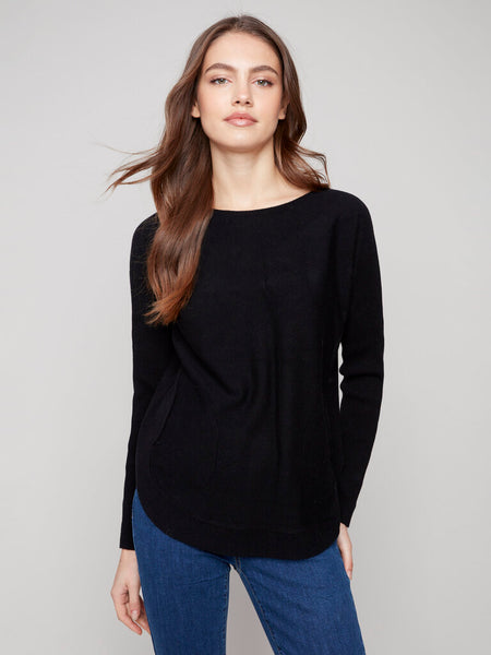 Charlie B Lace Cuff Sweater - Black