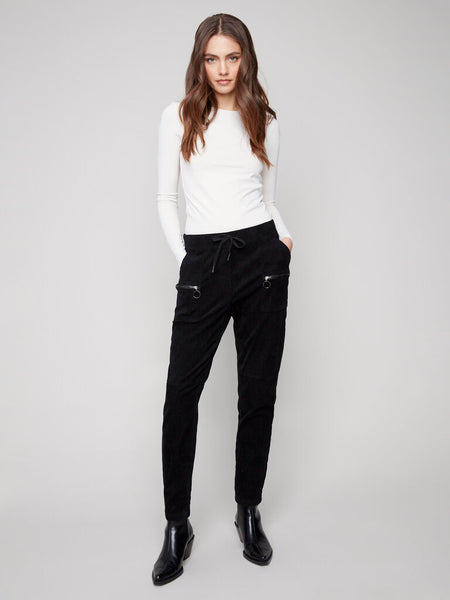 Charlie B Corduroy Joggers - Black