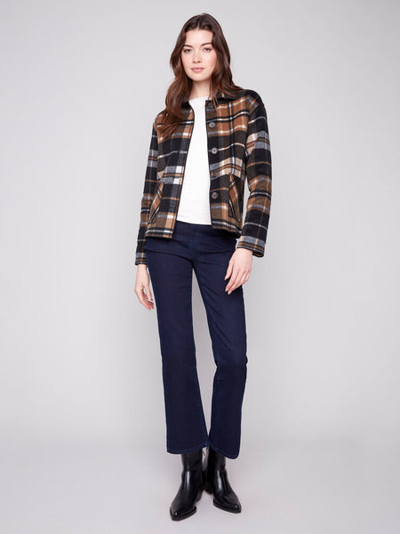 Charlie B Reversible Plaid Coat - Cocoa