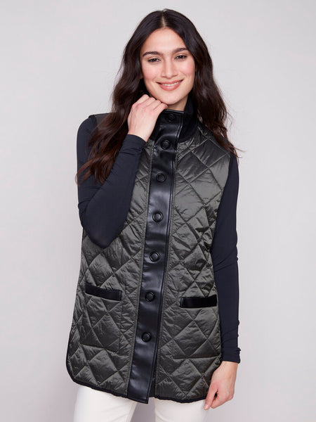 Charlie B Reversible Iridescent Quilted Vest