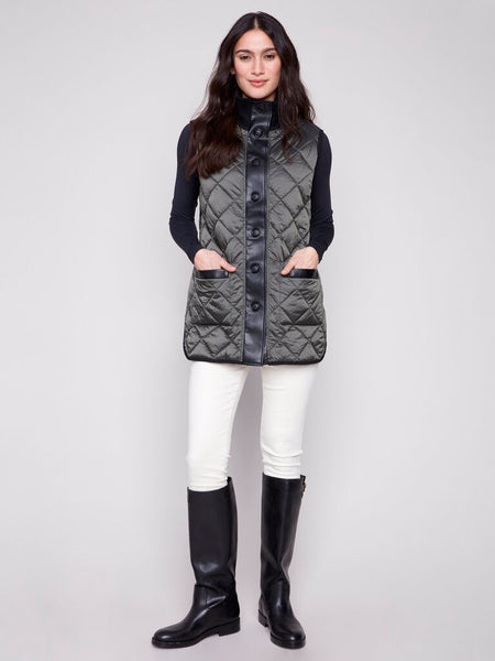 Charlie B Reversible Iridescent Quilted Vest