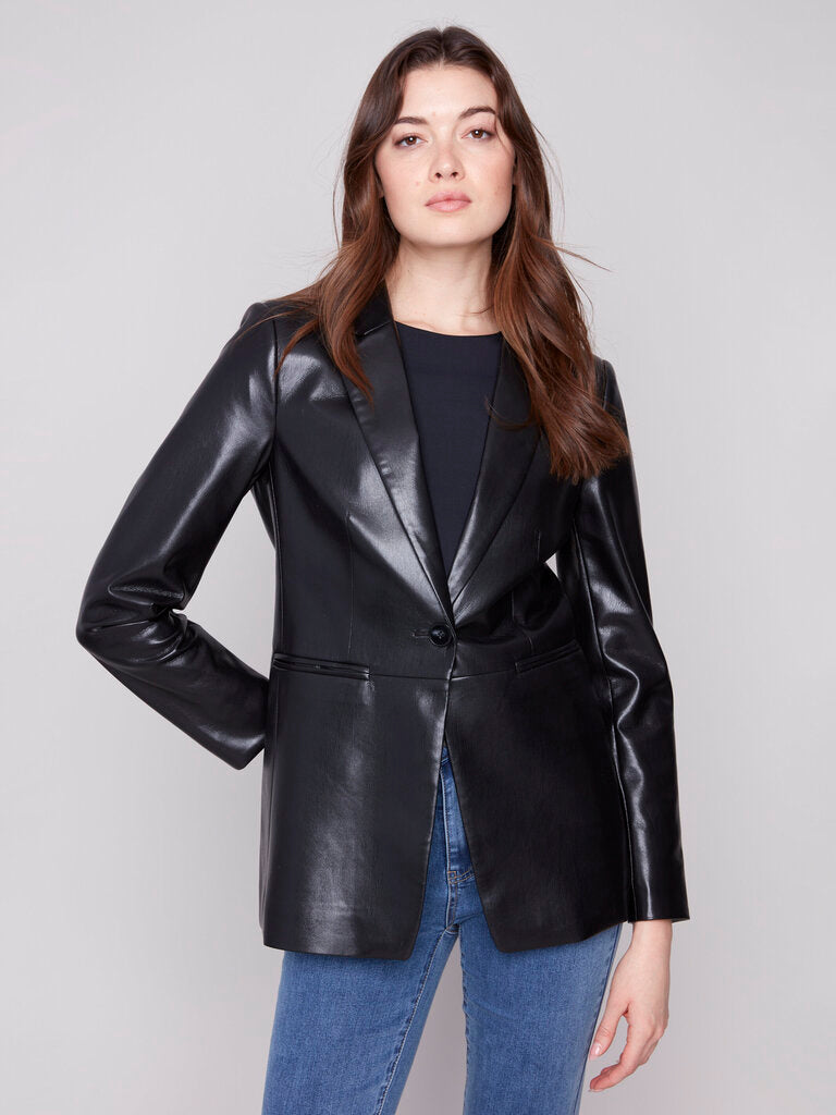 Charlie B Faux Leather Blazer