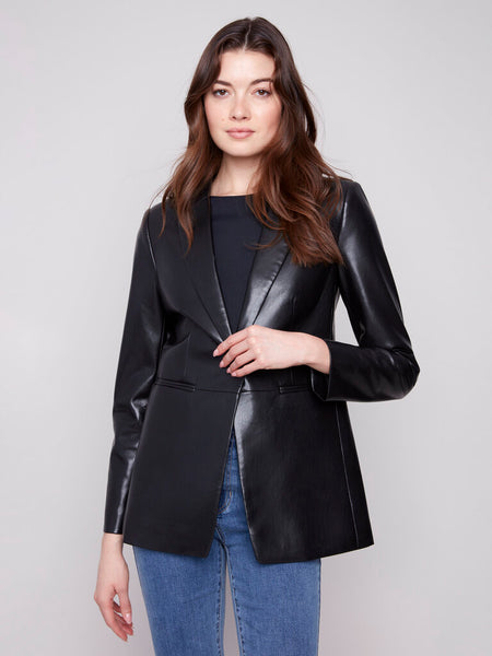 Charlie B Faux Leather Blazer
