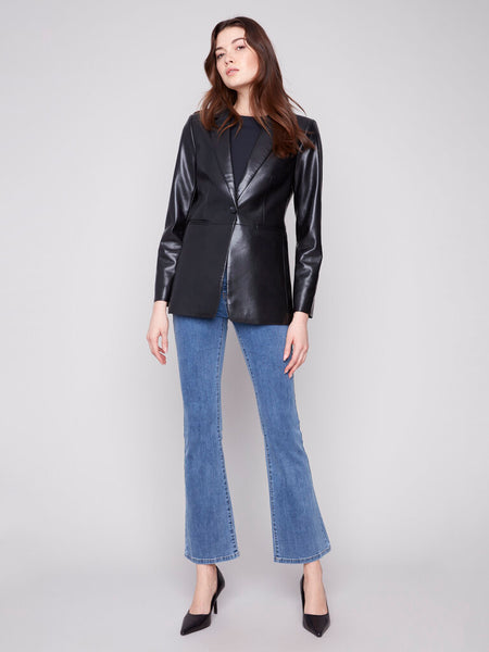 Charlie B Faux Leather Blazer