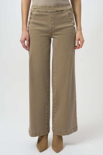 Joseph Ribkoff 254919 Classic Wide Leg Pull-On Jeans - Fawn