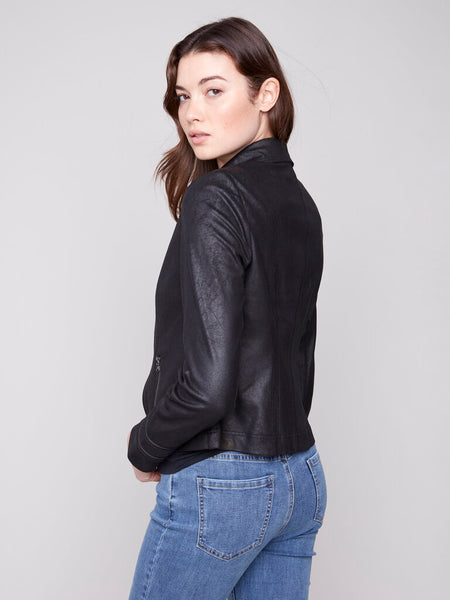Charlie B Vintage Faux Leather Jacket - Black