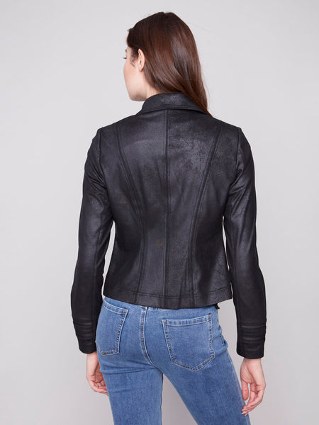 Charlie B Vintage Faux Leather Jacket - Black