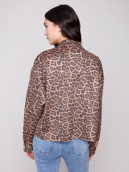Charlie B Animal Print Scuba Short Jacket - Leopard