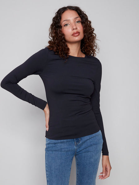 Charlie B Long Sleeve 'Second Skin' Crew Neck - Black