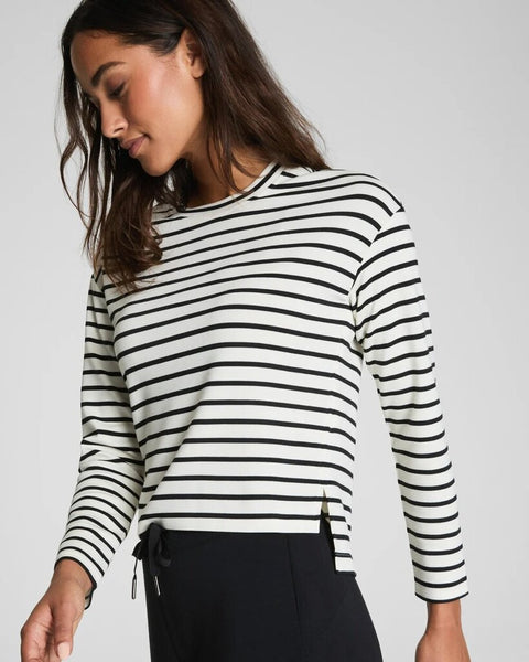 Spanx AirEssentials Relaxed Long Sleeve Top - Pier Stripe