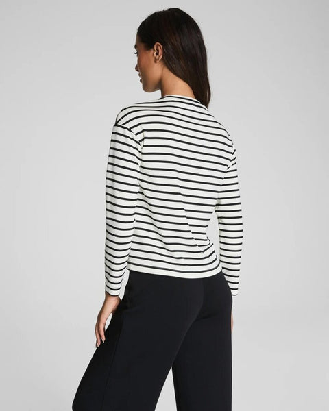 Spanx AirEssentials Relaxed Long Sleeve Top - Pier Stripe