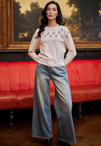 Angeleye 'Canterbury' Cherry Embroidered Sweater