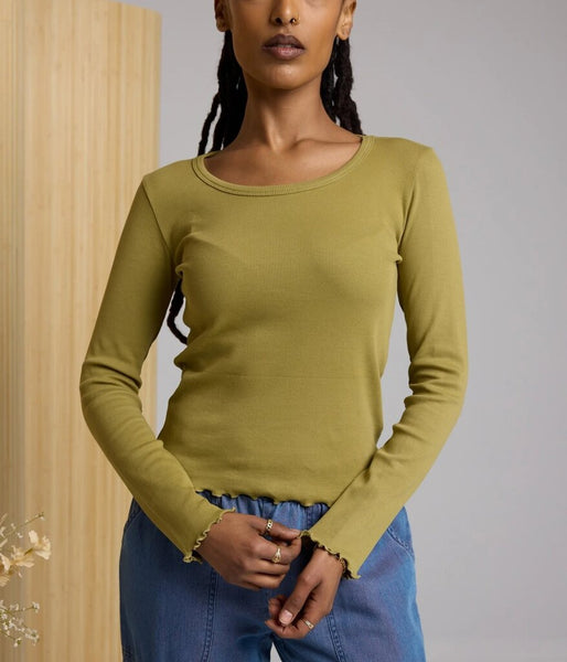 Known Supply 'Jill' Ribbed Top - Lemongrass