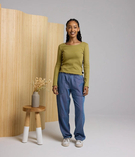 Known Supply 'Jill' Ribbed Top - Lemongrass