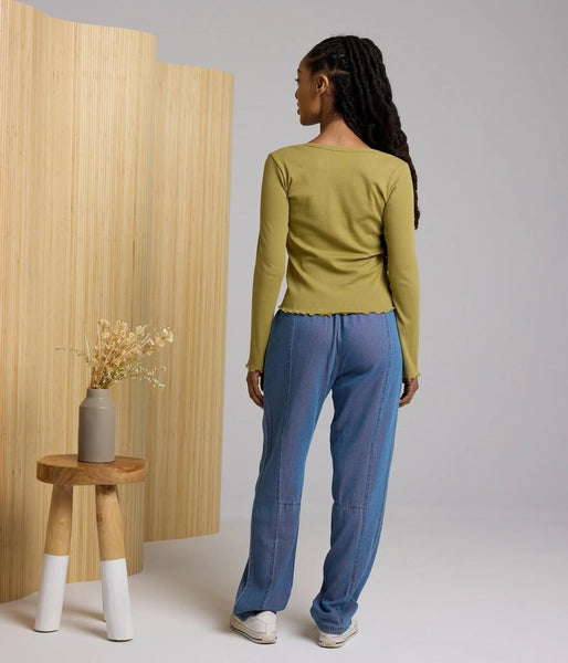 Known Supply 'Jill' Ribbed Top - Lemongrass