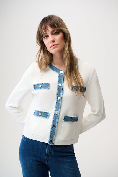 Joseph Ribkoff 261927 Milano Stitch Jacket with Denim Trim