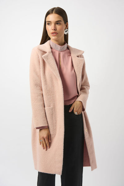 Joseph Ribkoff 243923 Feather Yarn Sweater Coat - Rose