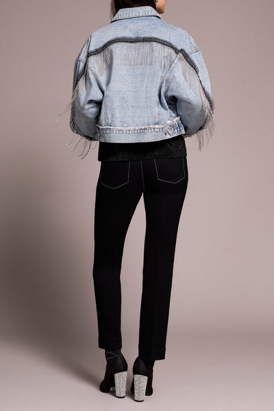 Tribal Denim Jacket With Chain Fringe