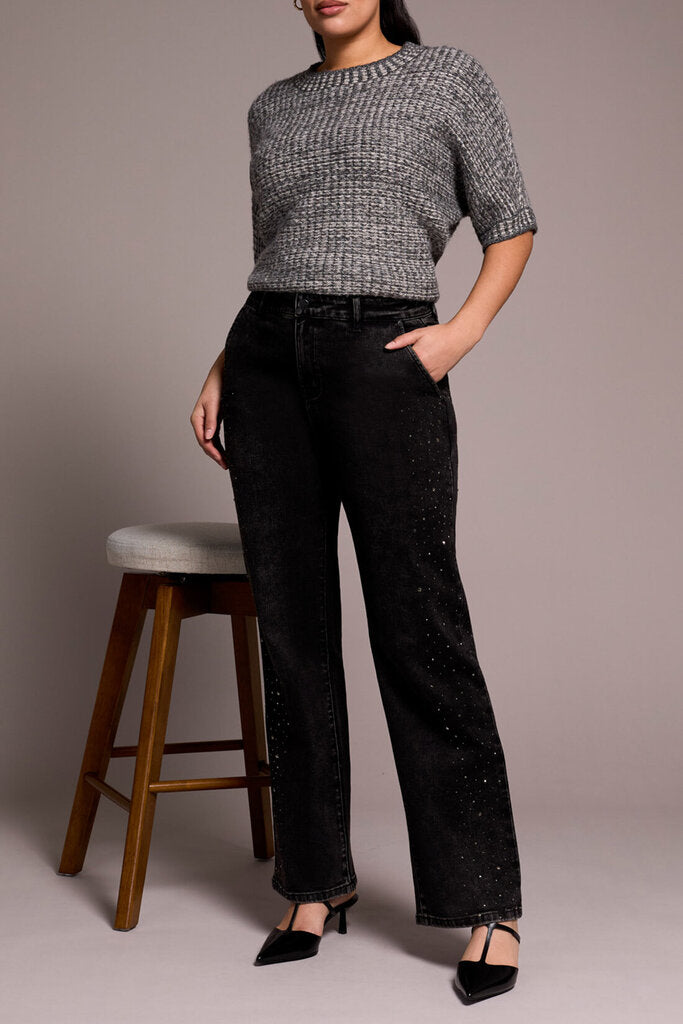 Tribal 'Brooke' Jewel Grey Rhinestone Detail Straight Leg Jeans