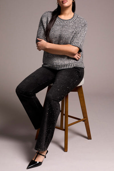 Tribal 'Brooke' Jewel Grey Rhinestone Detail Straight Leg Jeans