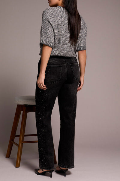 Tribal 'Brooke' Jewel Grey Rhinestone Detail Straight Leg Jeans