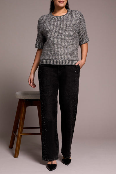 Tribal 'Brooke' Jewel Grey Rhinestone Detail Straight Leg Jeans