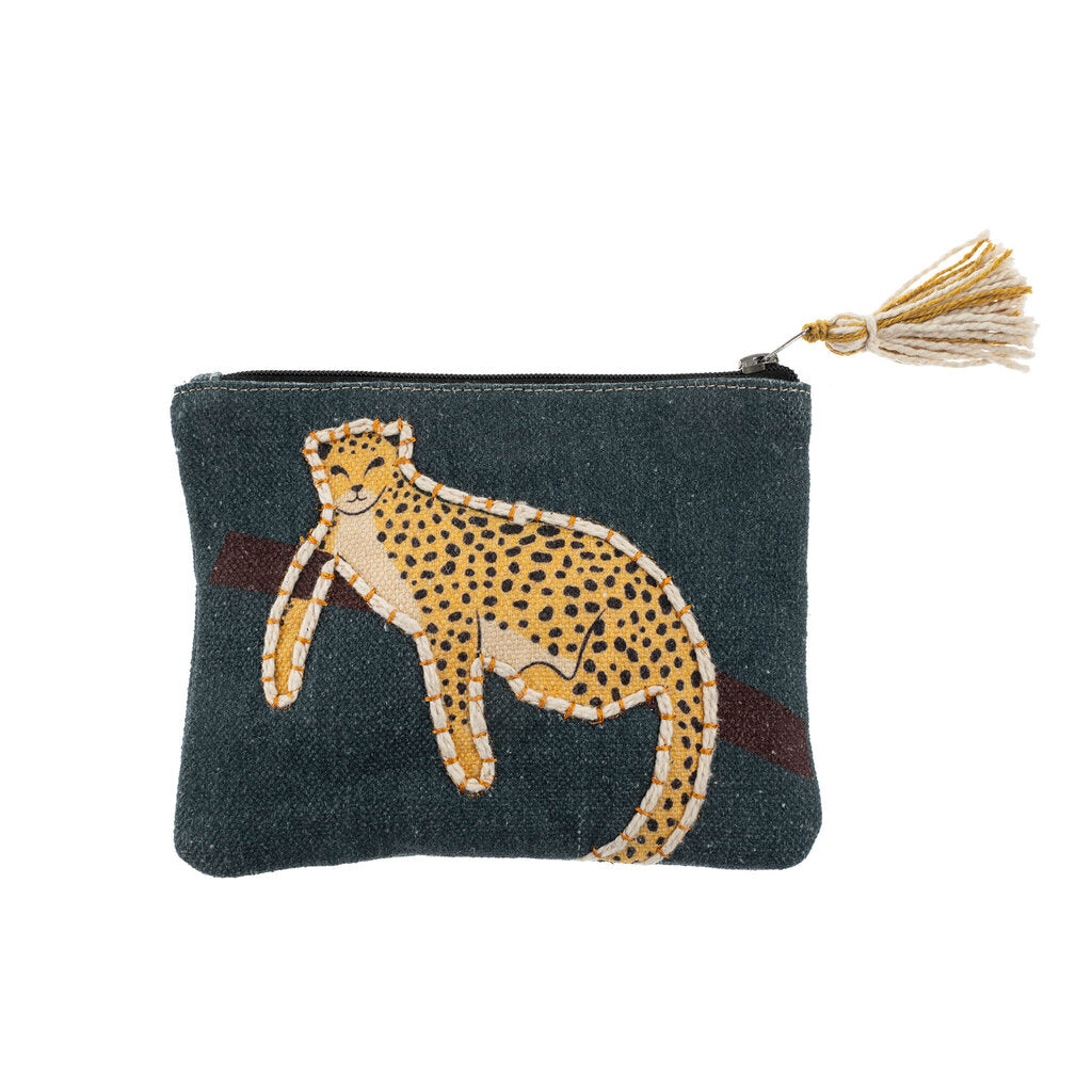 Indaba Lazy Leopard Embroidered Pouch