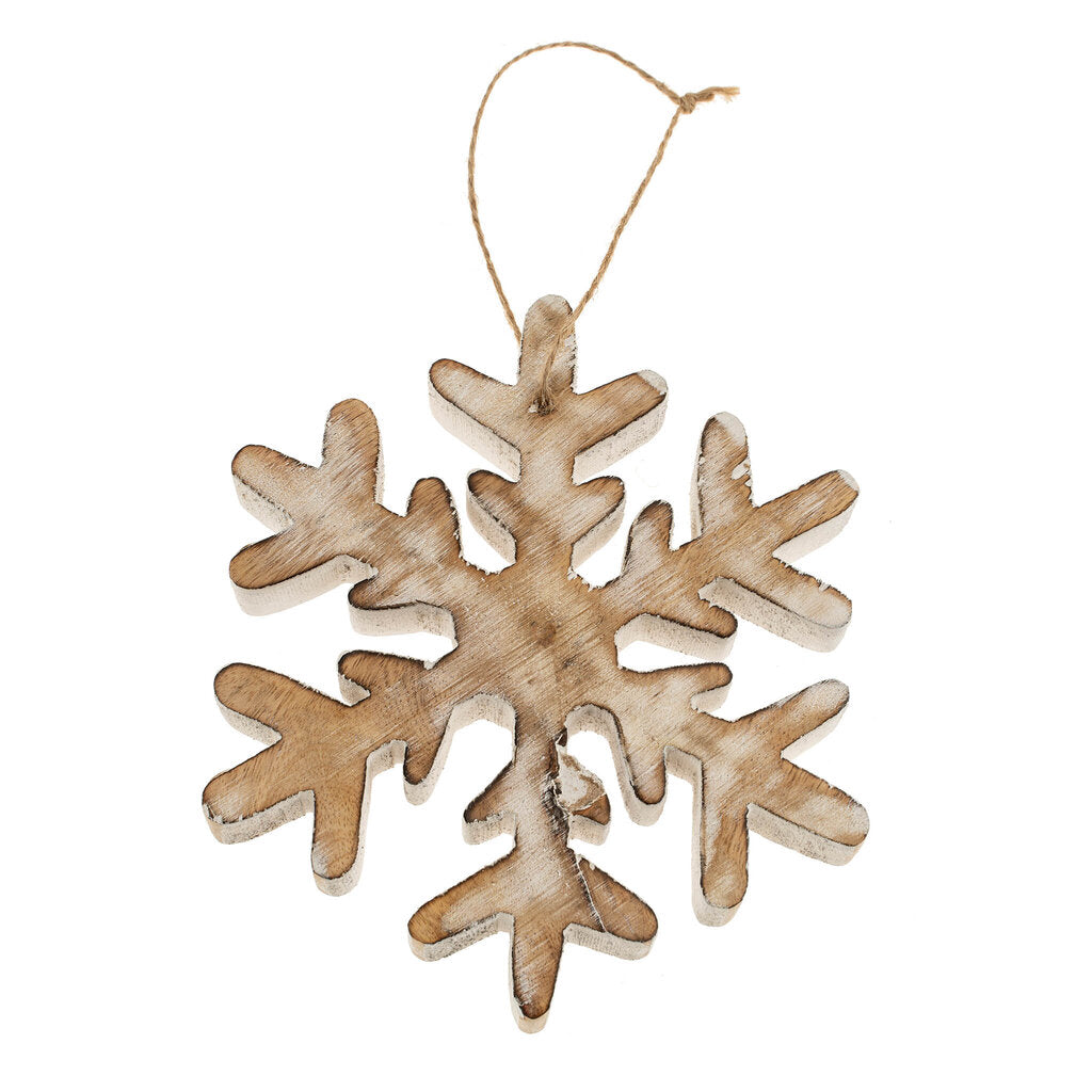 Wooden Frosty Snowflake Ornament
