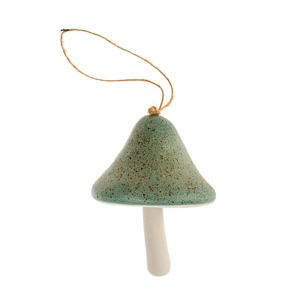Aqua Ceramic Mushroom Ornament