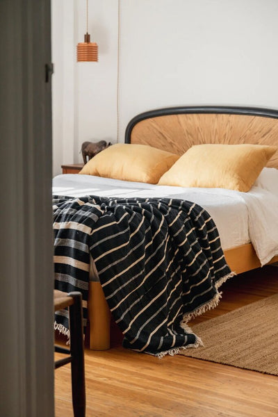 Tofino Towel 'The Winslow' Striped Linen Blend Fleece Throw